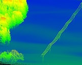 Schrägansicht von oben auf ein Stück Waldrand mittels 3D-LiDAR Scanning Methode.